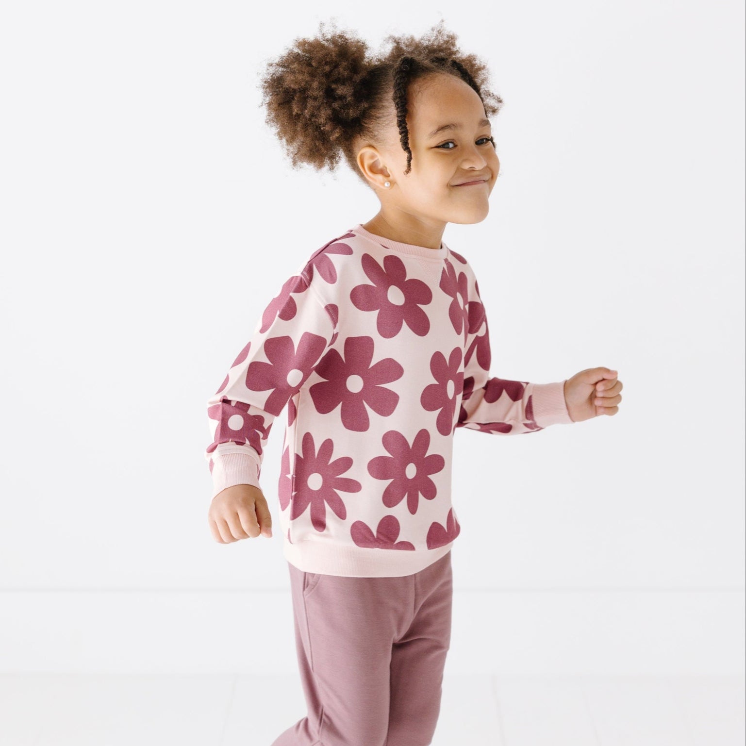 Floral Mauve Bamboo French Terry Pullover