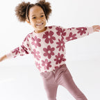 Floral Mauve Bamboo French Terry Pullover