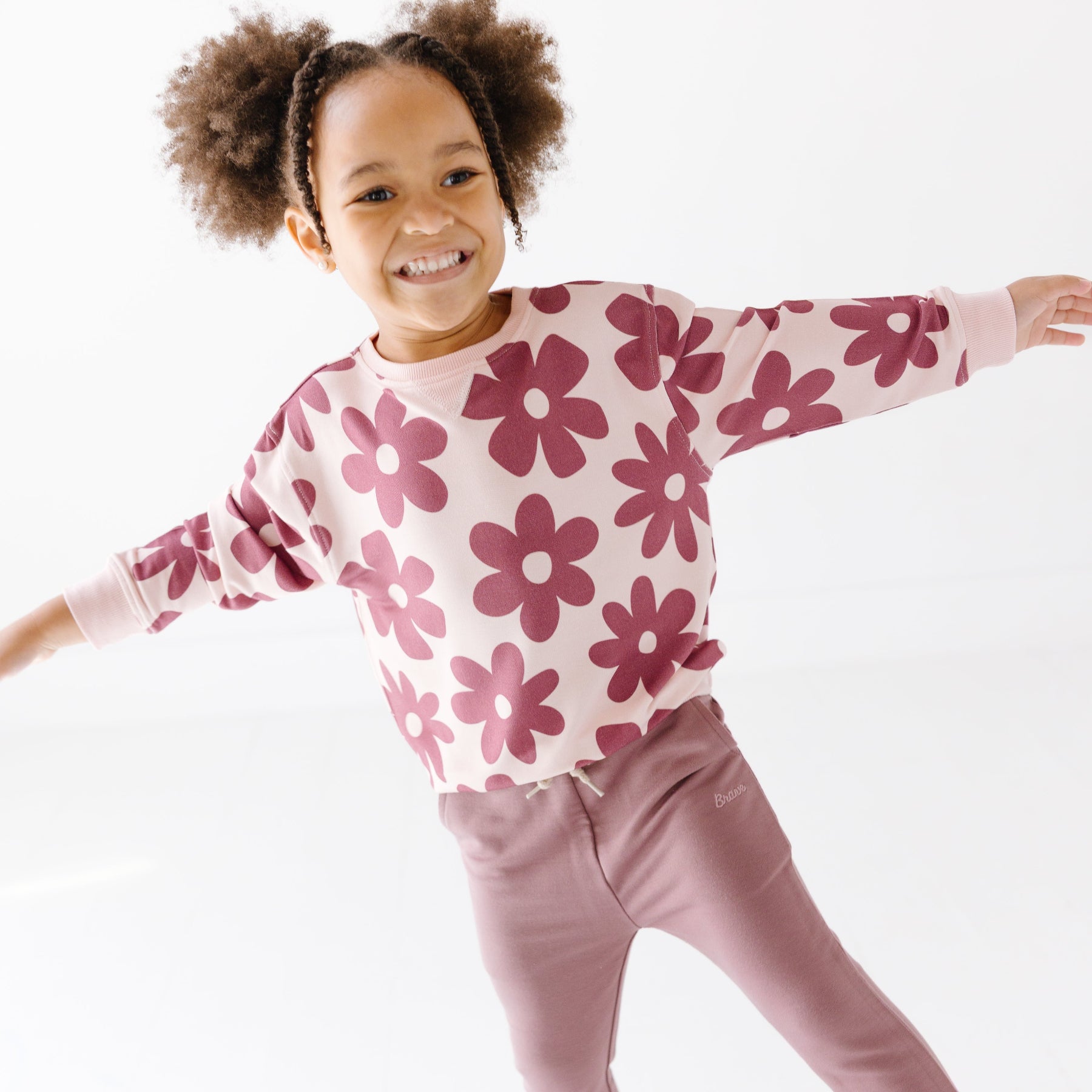 Floral Mauve Bamboo French Terry Pullover