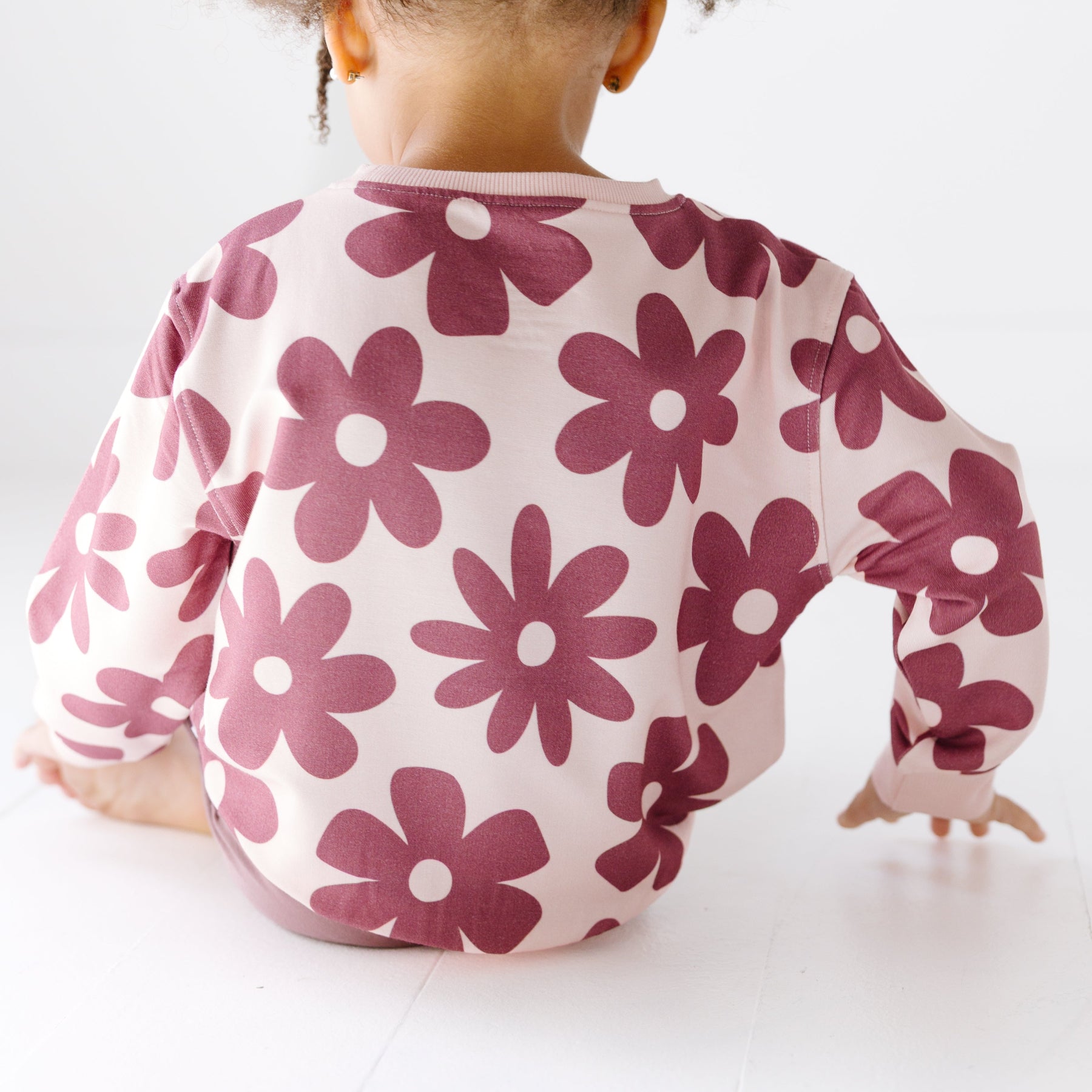 Floral Mauve Bamboo French Terry Pullover & Jogger Set