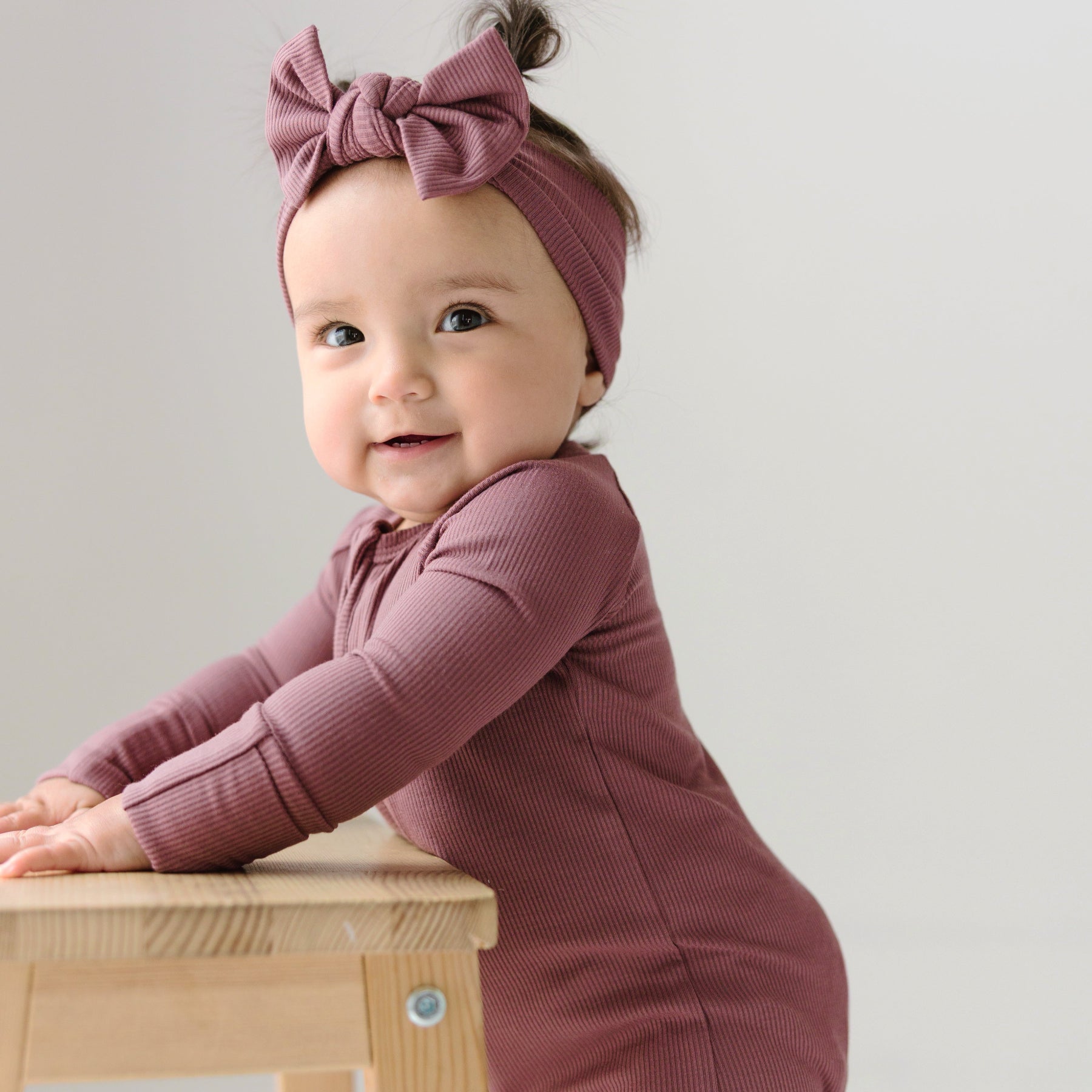 Plum Small Ribbed Bow