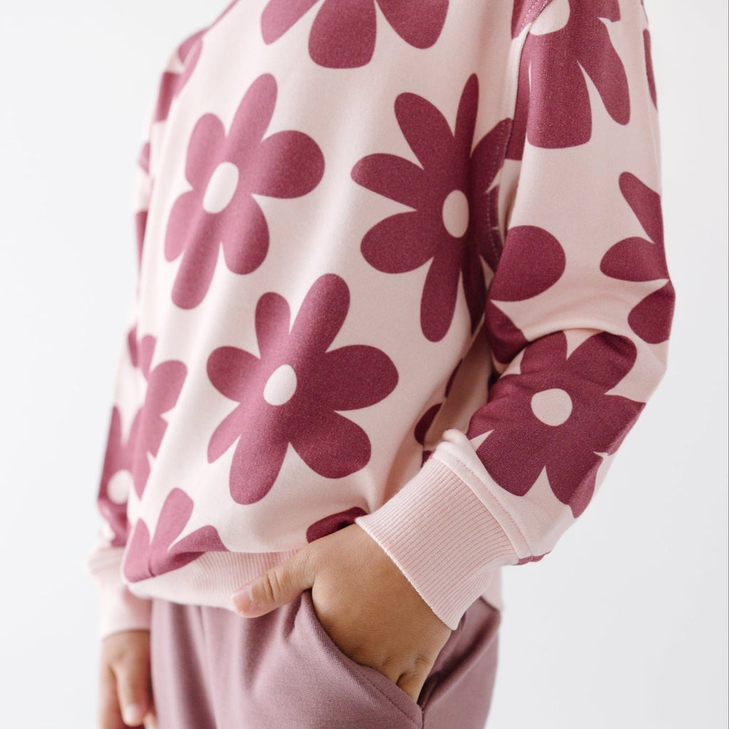 Floral Mauve Bamboo French Terry Pullover