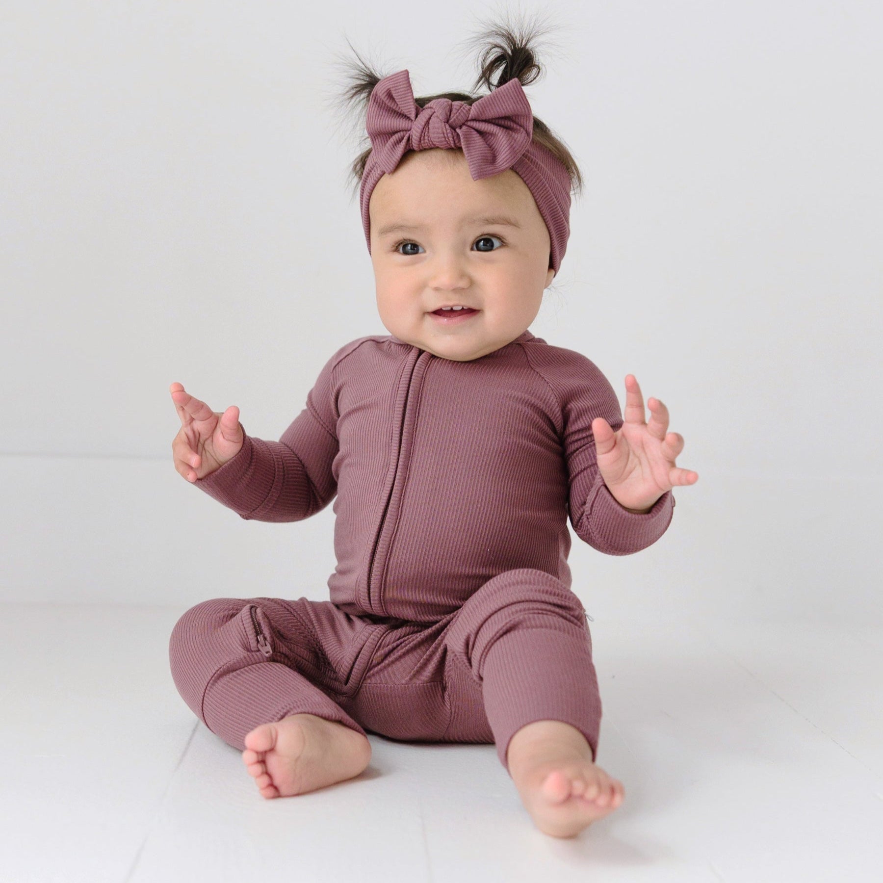 Plum Small Ribbed Zip Romper