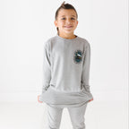 All Aboard Train Dark Heather Gray Bamboo French Terry Pullover & Jogger Set