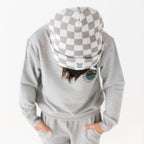 Gray Checkered Knit Beanie