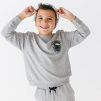 All Aboard Train Dark Heather Gray Bamboo French Terry Pullover & Jogger Set