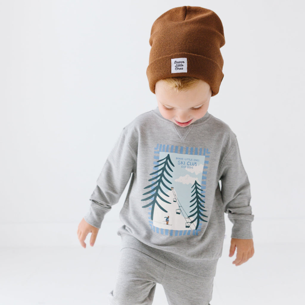 Ski Club Dark Heather Gray Bamboo French Terry Pullover & Jogger Set