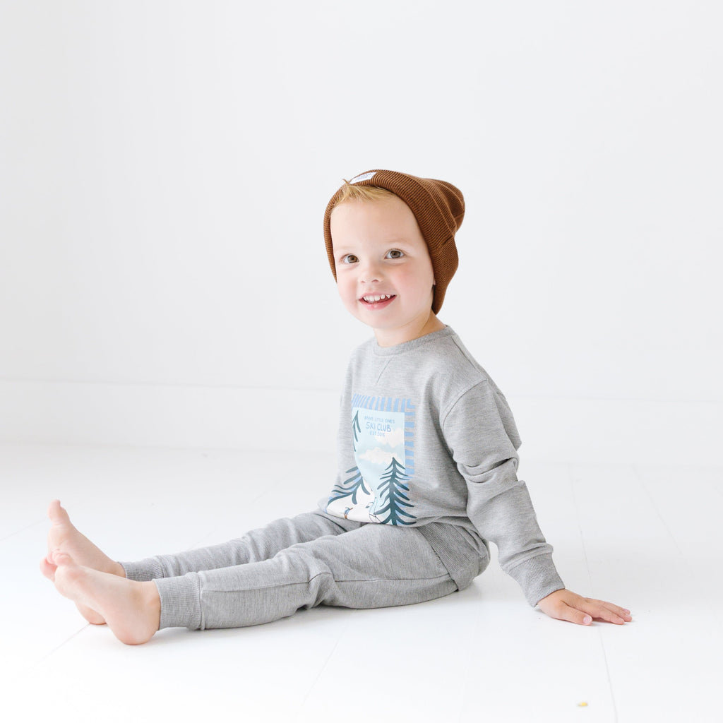 Ski Club Dark Heather Gray Bamboo French Terry Pullover & Jogger Set