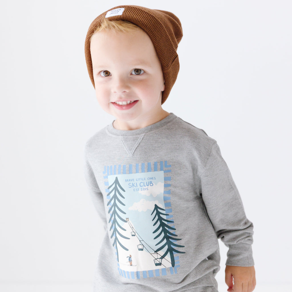 Ski Club Dark Heather Gray Bamboo French Terry Pullover