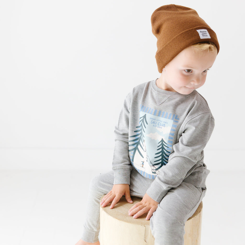 Ski Club Dark Heather Gray Bamboo French Terry Pullover & Jogger Set