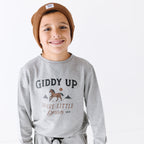 Giddy Up Dark Heather Gray Bamboo French Terry Pullover & Jogger Set