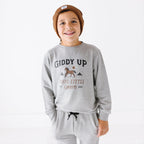 Giddy Up Dark Heather Gray Bamboo French Terry Pullover & Jogger Set