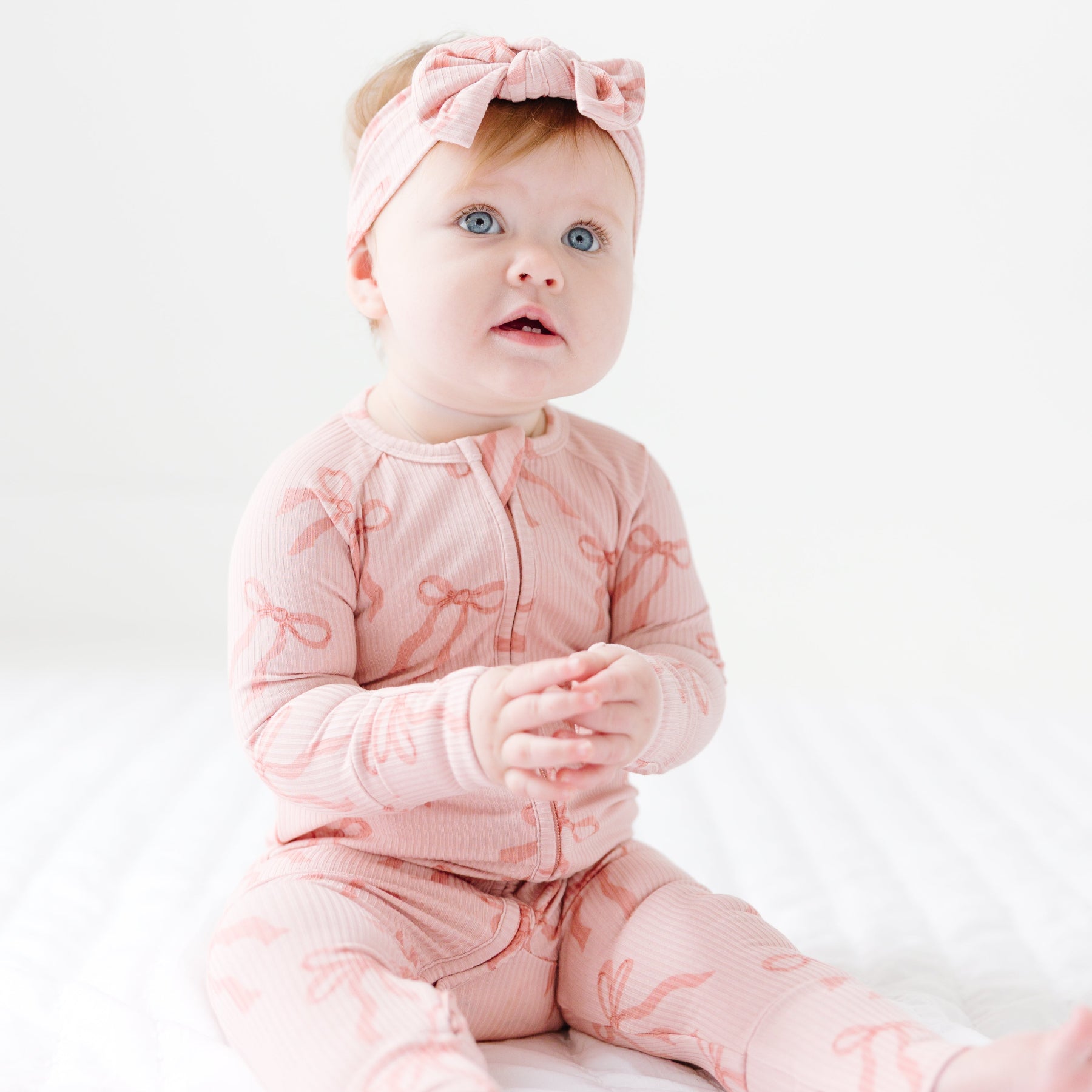 Coquette Bows Small Ribbed Zip Romper