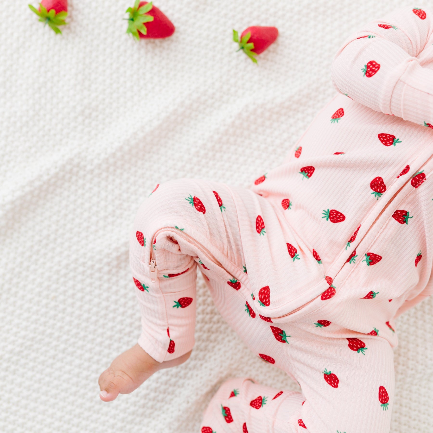 Strawberries Small Ribbed Zip Romper