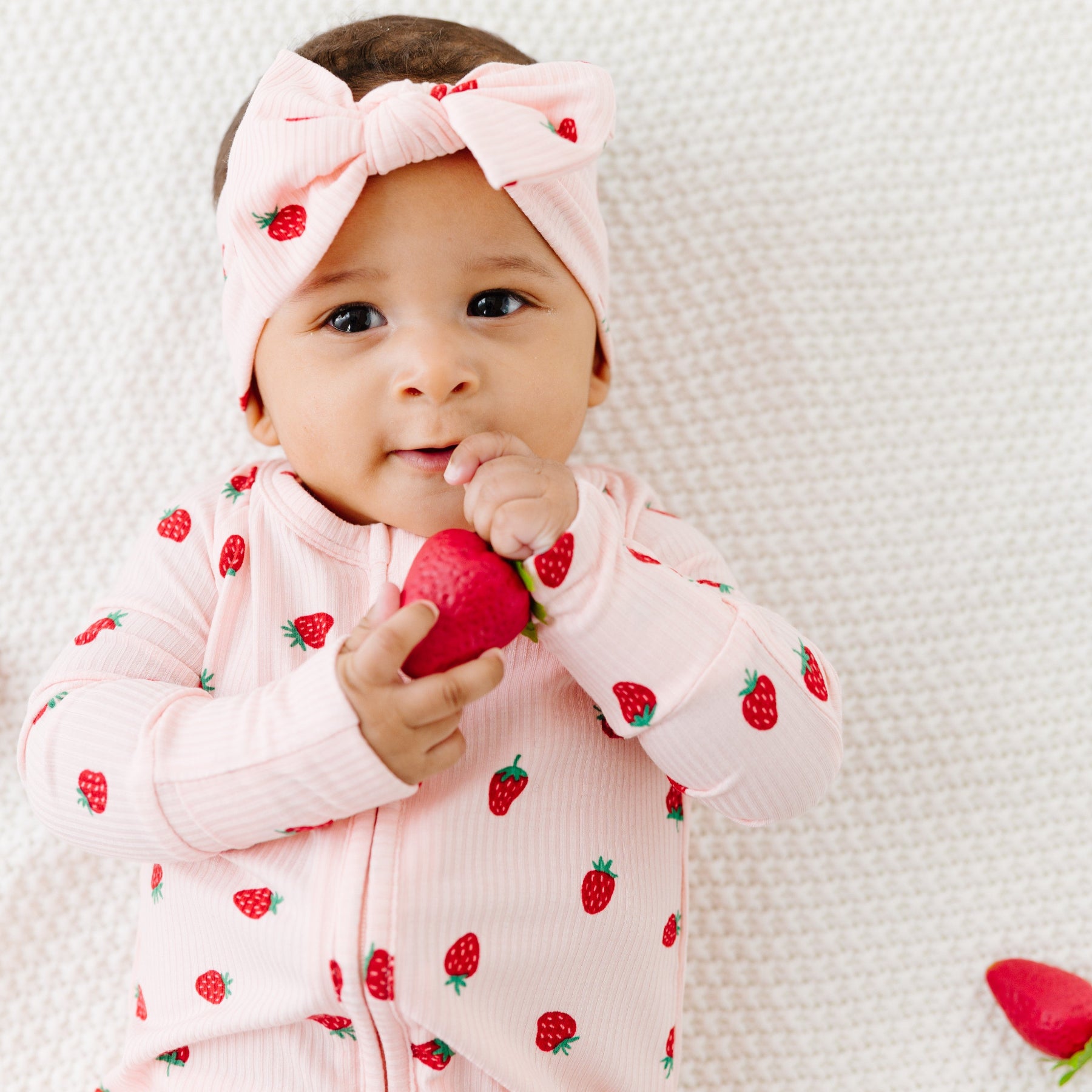 Strawberries Small Ribbed Zip Romper