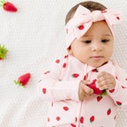 Strawberries Small Ribbed Bow