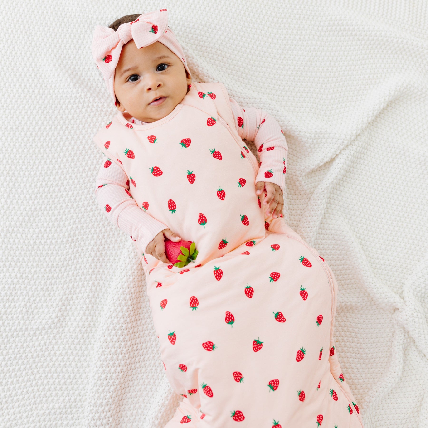 Strawberries Small Ribbed Zip Romper