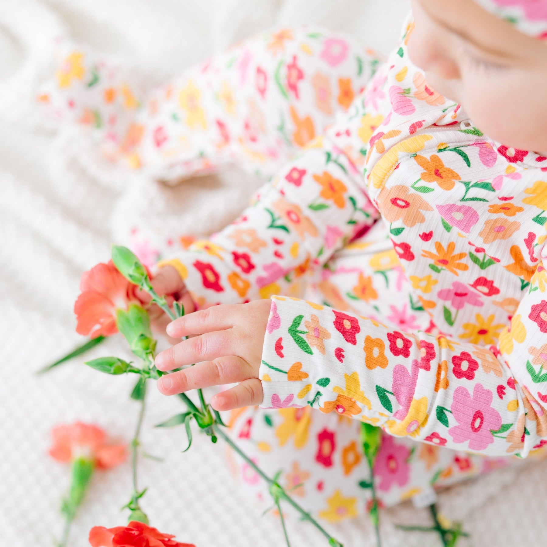 Summer Blooms Small Ribbed Zip Romper