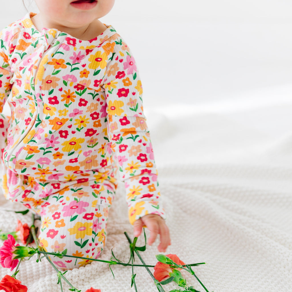 Summer Blooms Small Ribbed Zip Romper