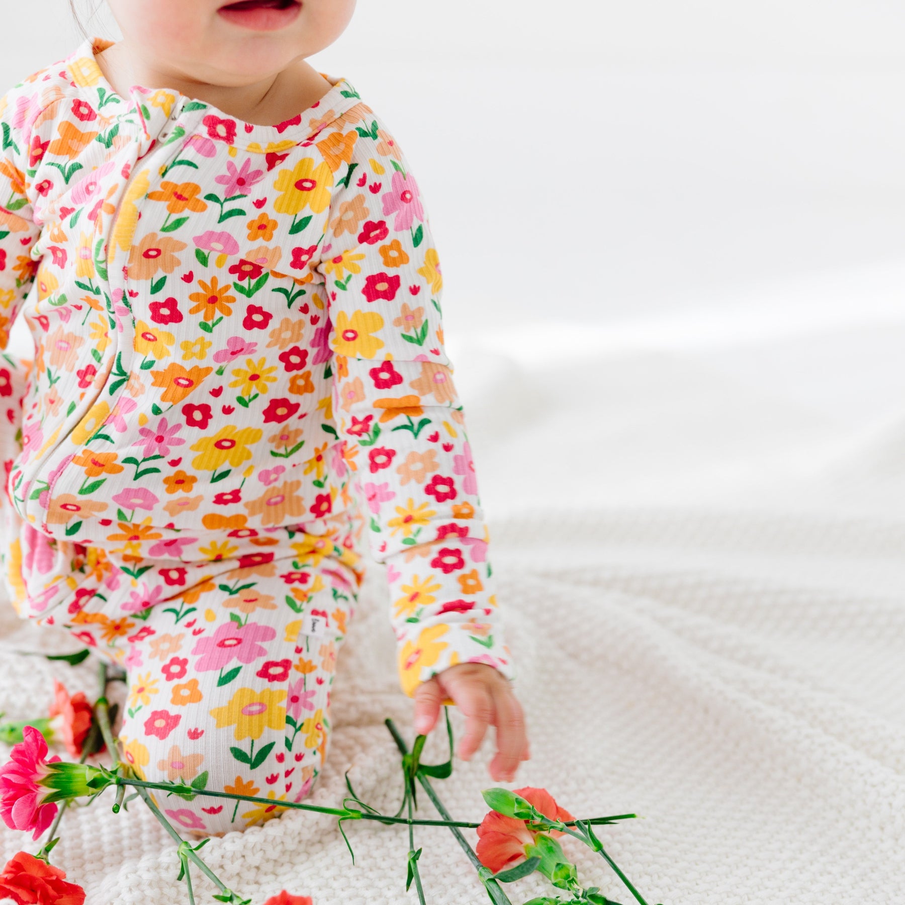 Summer Blooms Small Ribbed Zip Romper