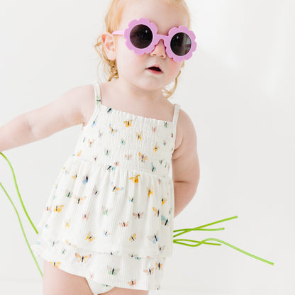 Butterflies Small Ribbed Ruffle Romper