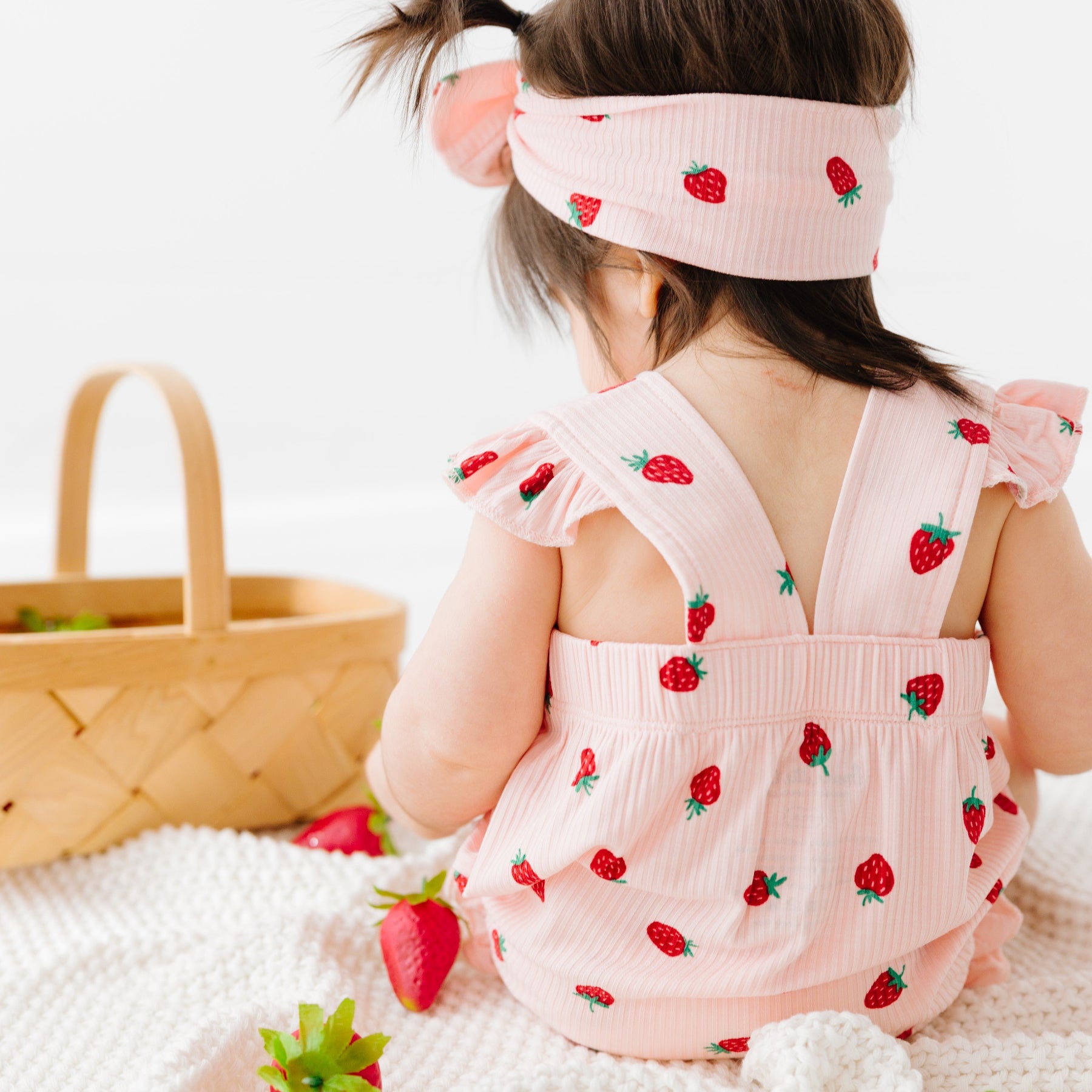 Strawberries Small Ribbed Flutter Sleeve Romper