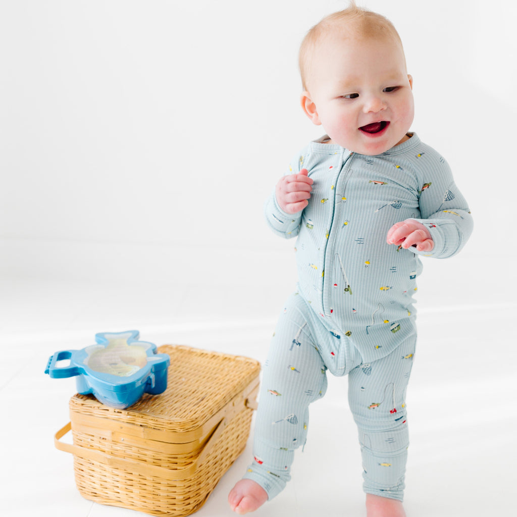 Gone Fishing Small Ribbed Zip Romper