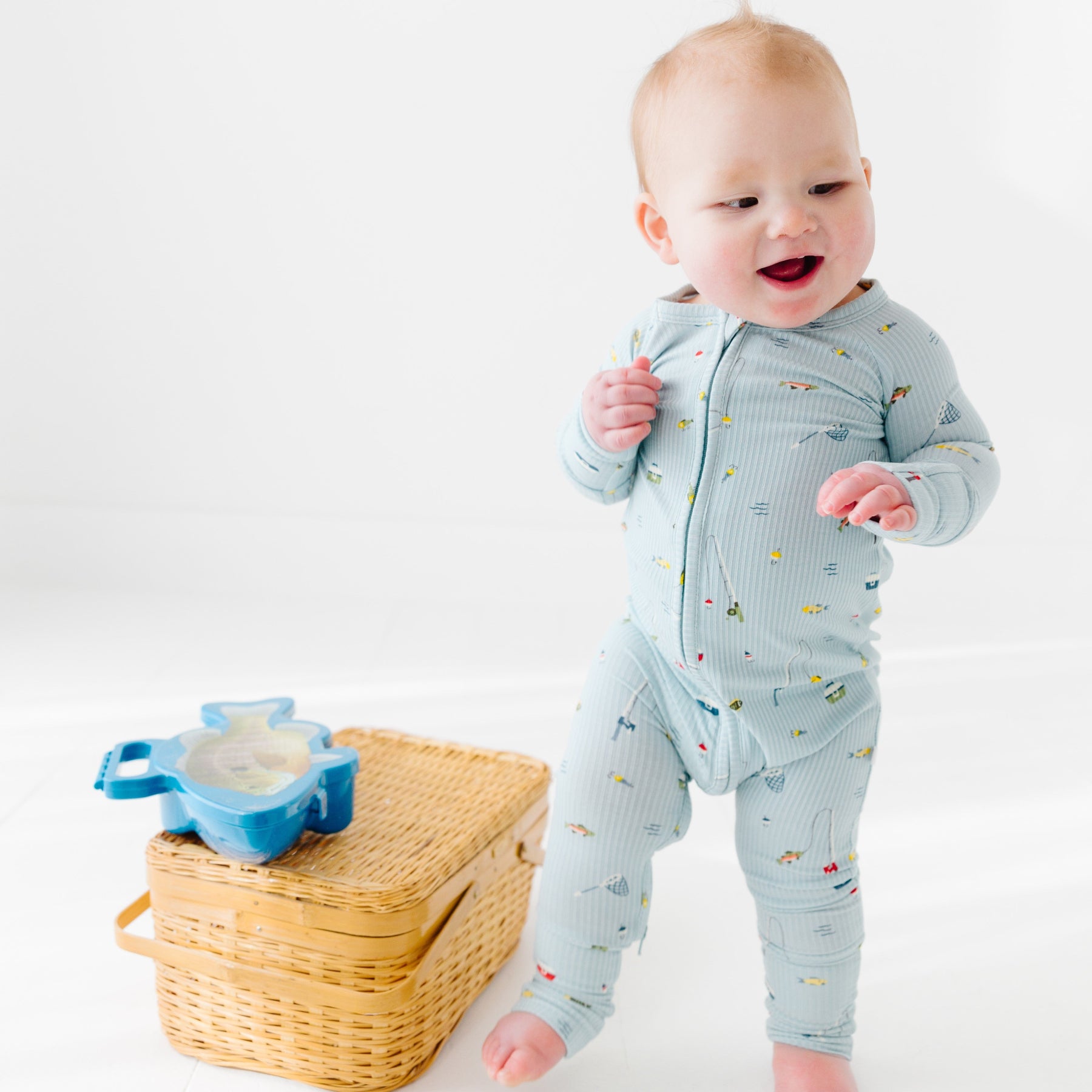 Gone Fishing Small Ribbed Zip Romper