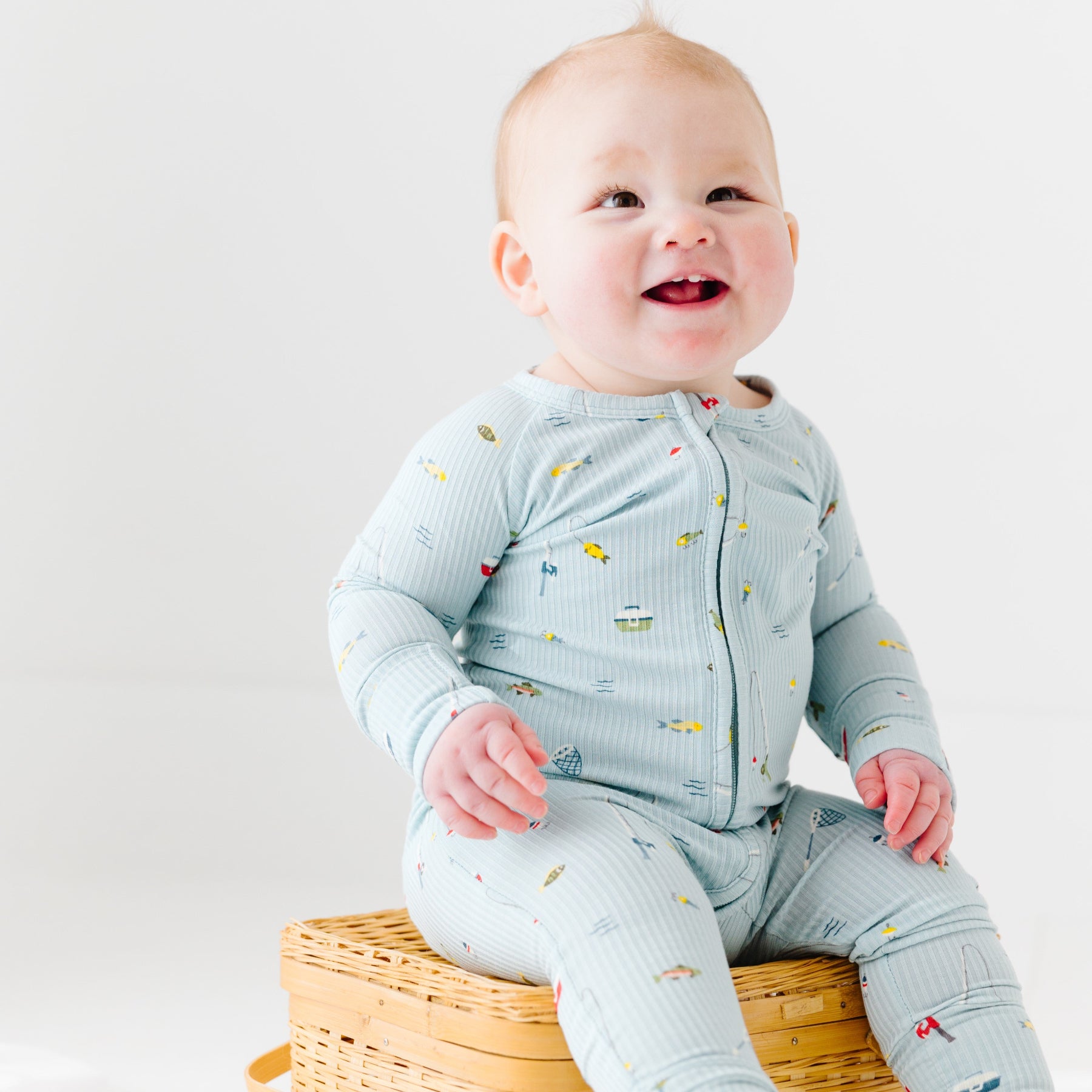Gone Fishing Small Ribbed Zip Romper