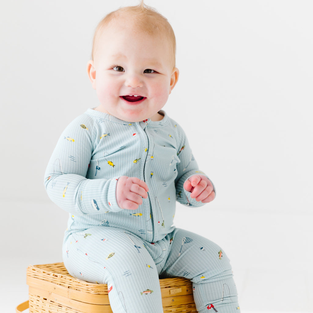 Gone Fishing Small Ribbed Zip Romper