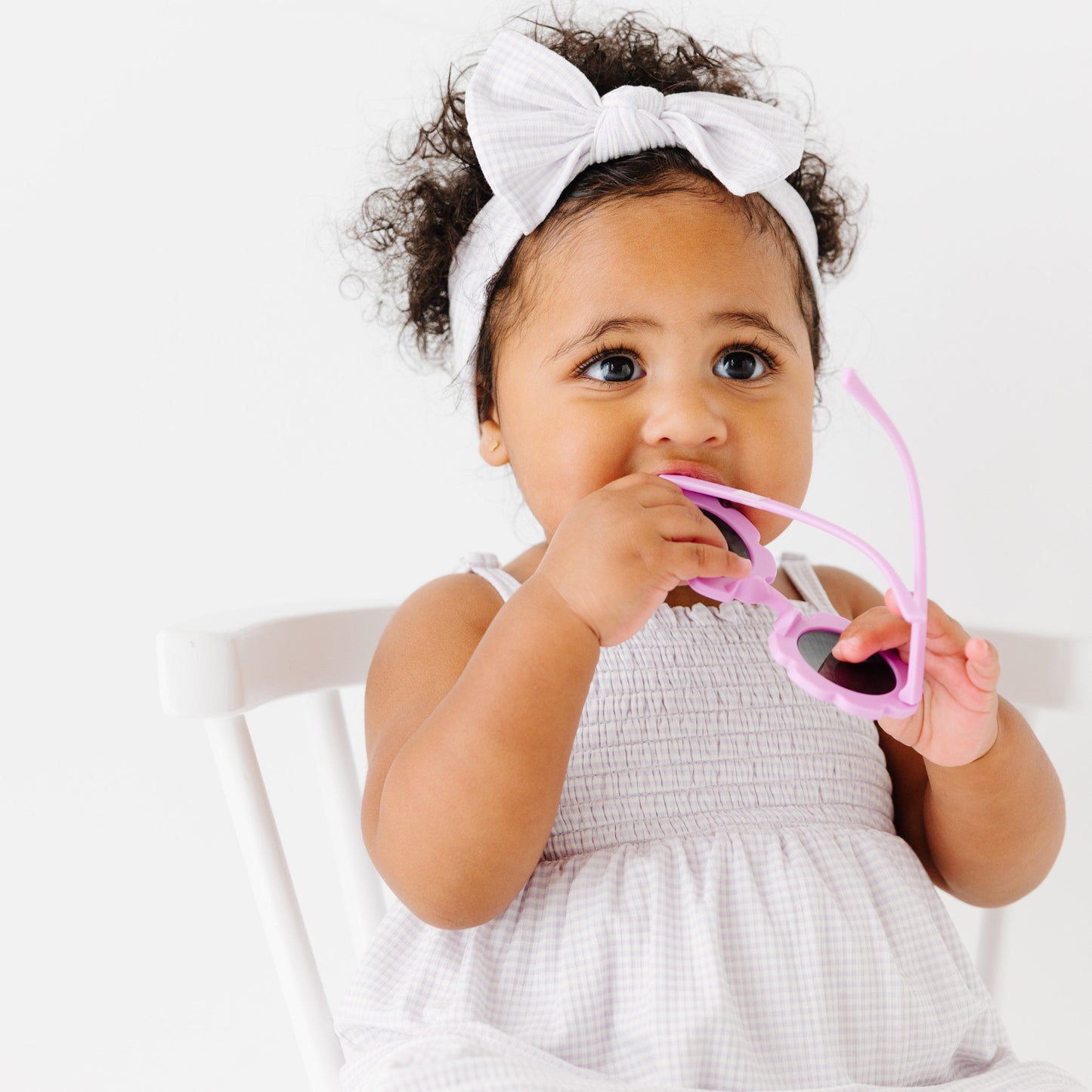 Lavender Small Stripe Ribbed Bow