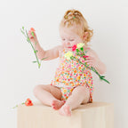 Summer Blooms Small Ribbed Ruffle Romper