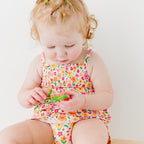 Summer Blooms Small Ribbed Ruffle Romper