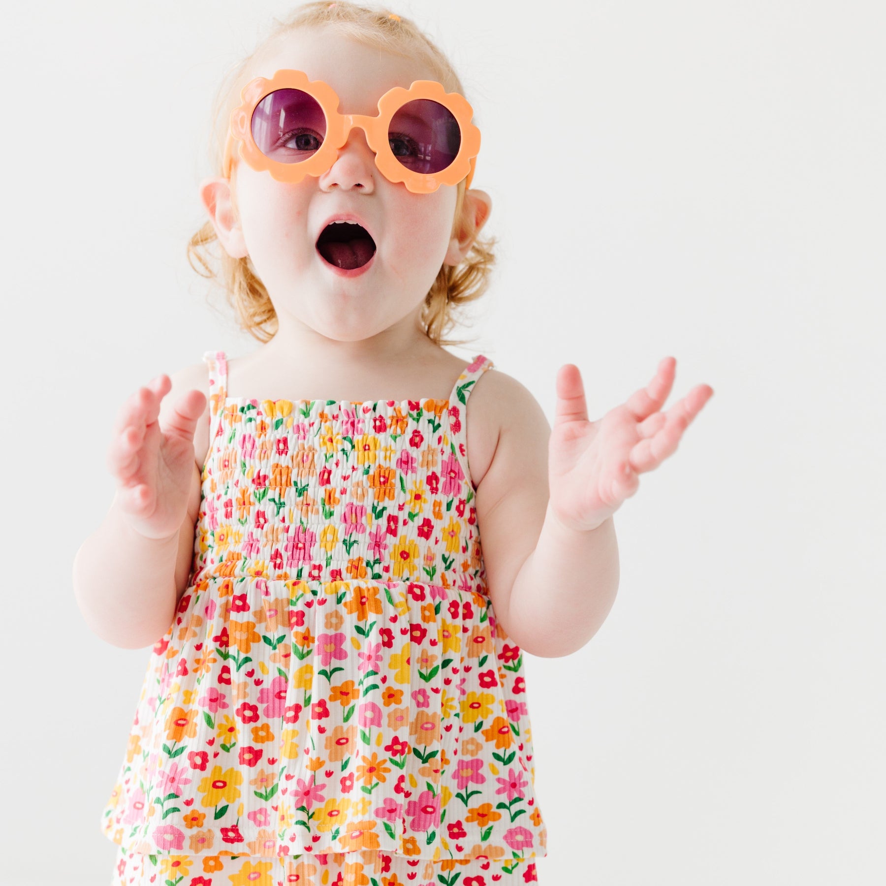 Summer Blooms Small Ribbed Ruffle Romper