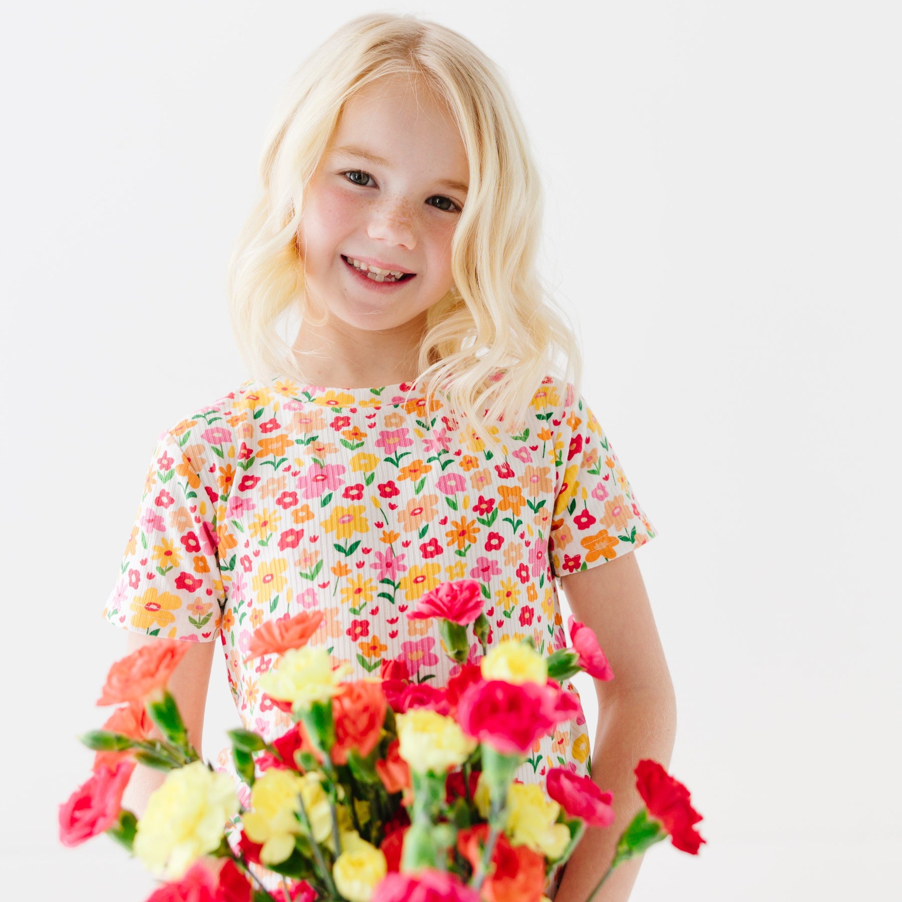 Summer Blooms Small Ribbed Shorts Two-Piece Set