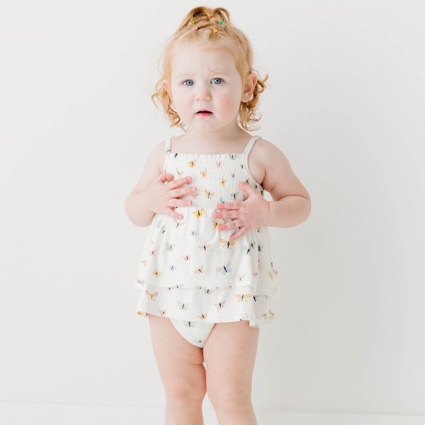 Butterflies Small Ribbed Ruffle Romper