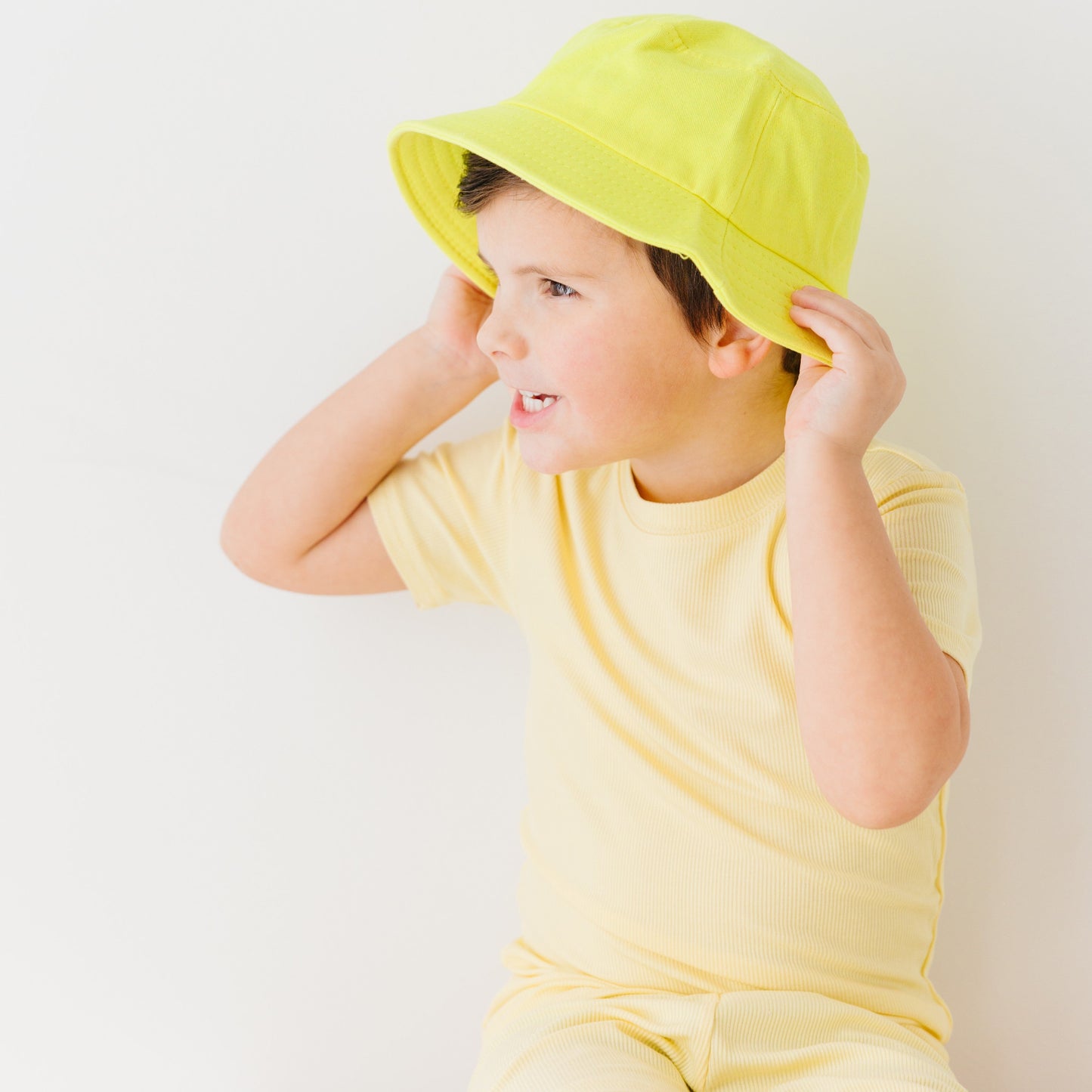 Lemon Yellow Small Ribbed Shorts Two-Piece Set