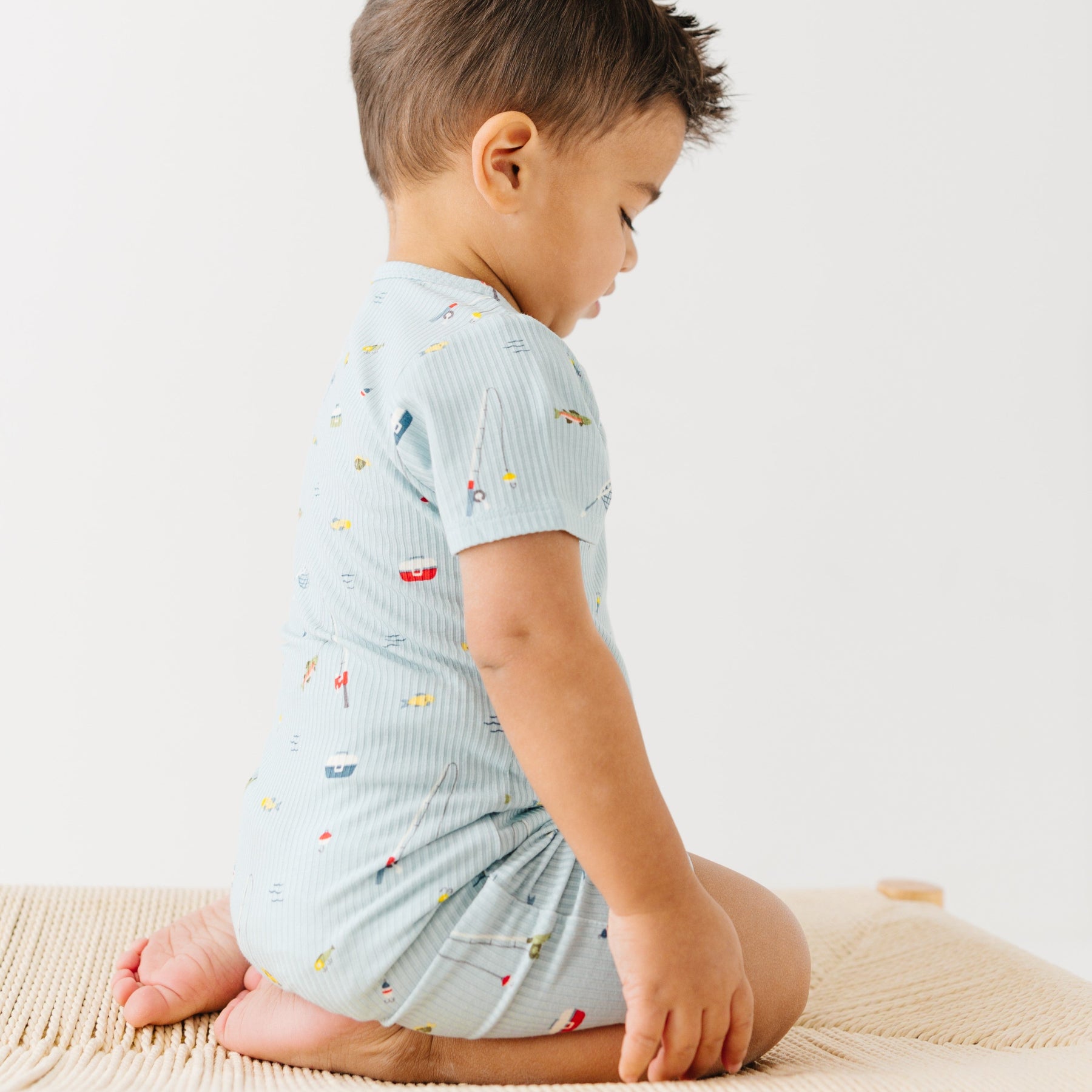Gone Fishing Small Ribbed Summer Zip Romper