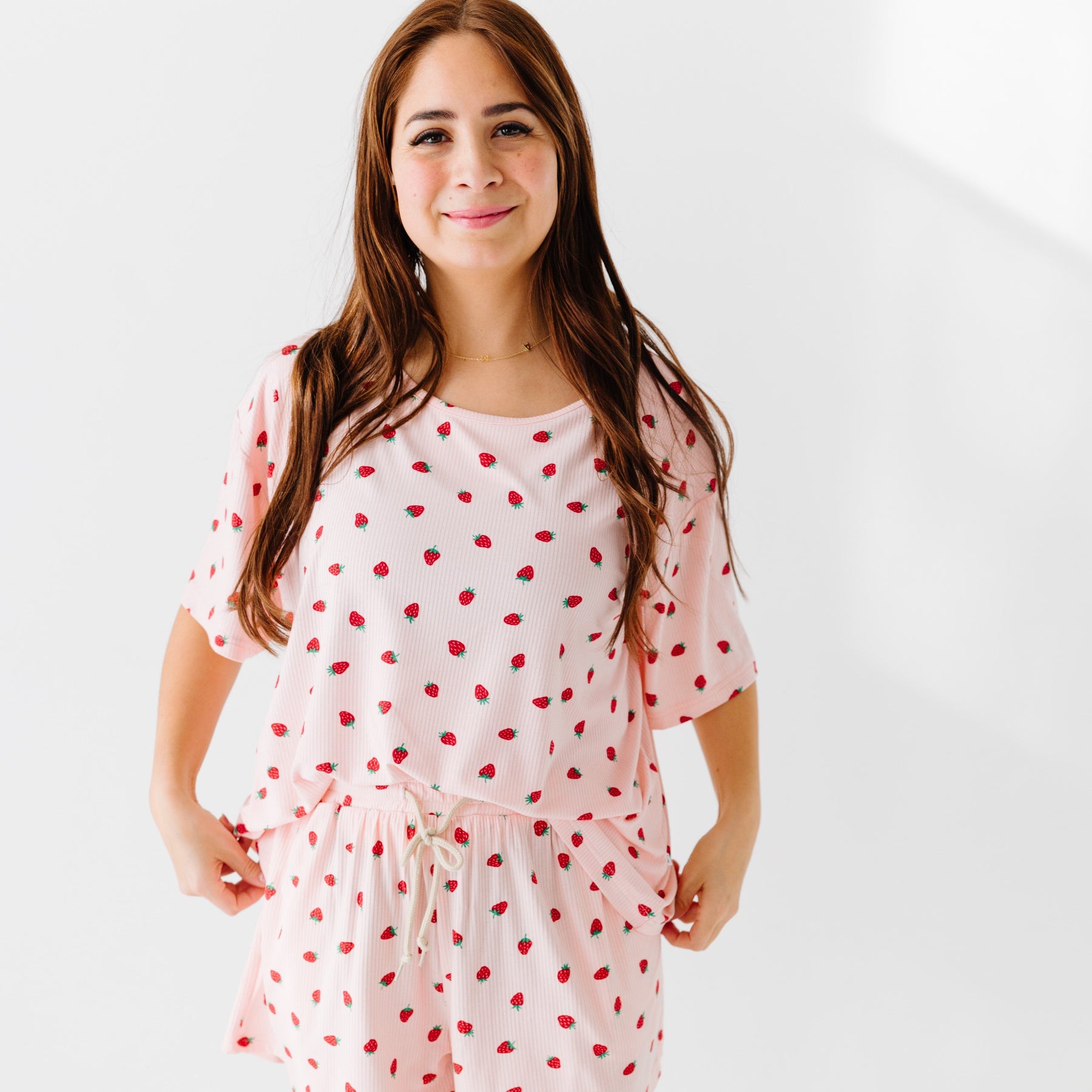 Strawberries Small Ribbed Women's Shorts Set