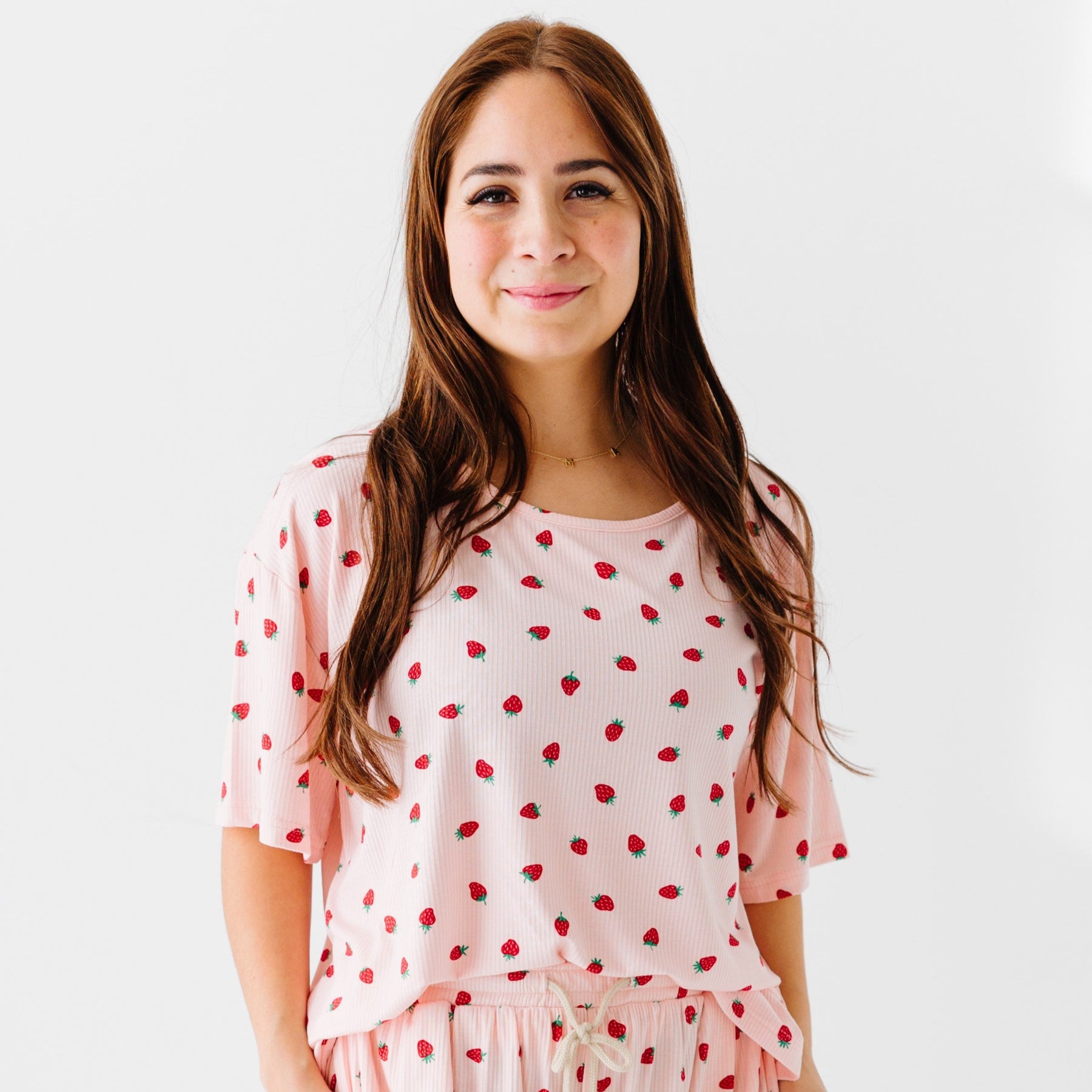 Strawberries Small Ribbed Women's Short Sleeve Top