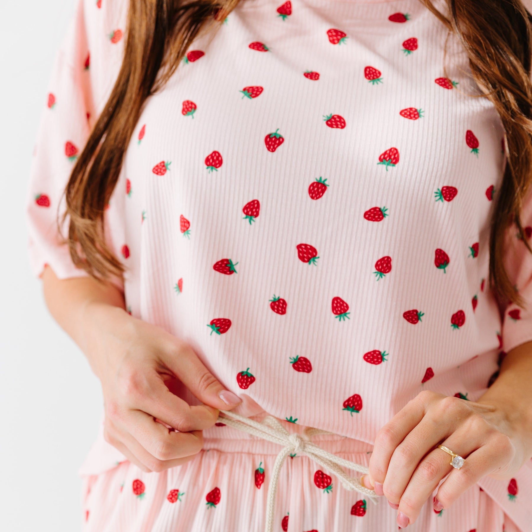Strawberries Small Ribbed Women's Short Sleeve Top