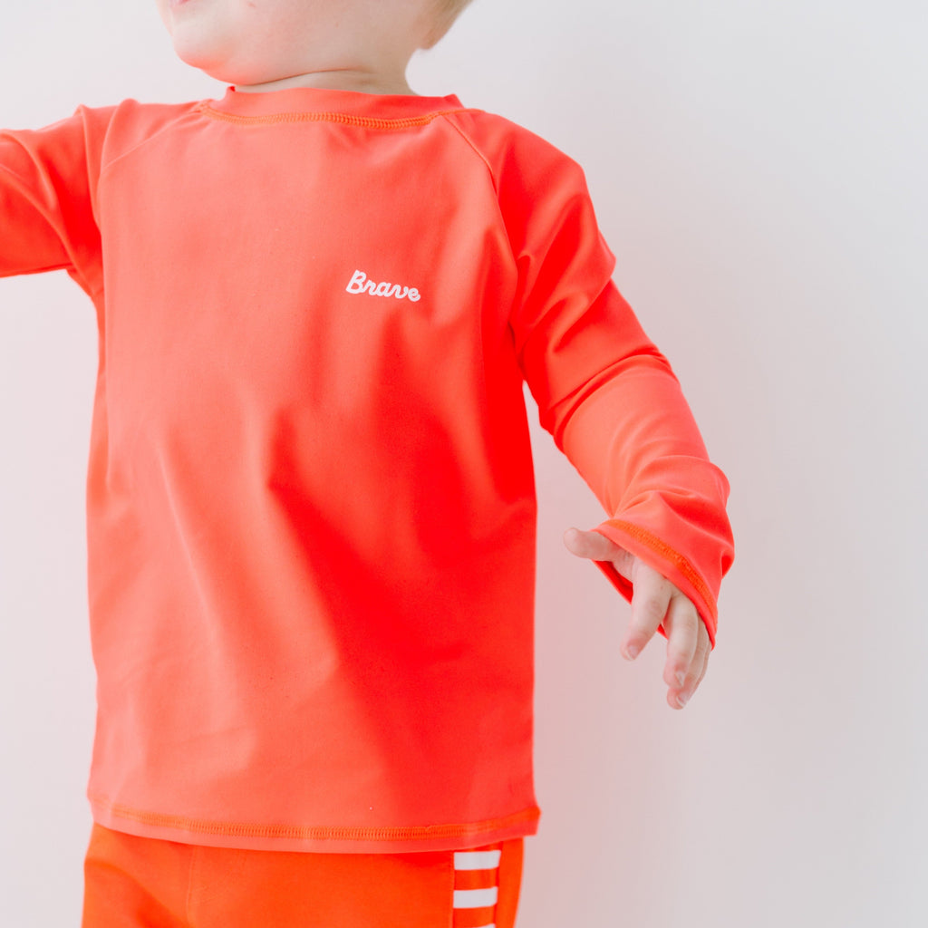 Neon Coral Rash Guard