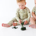 Military Small Ribbed Zip Romper