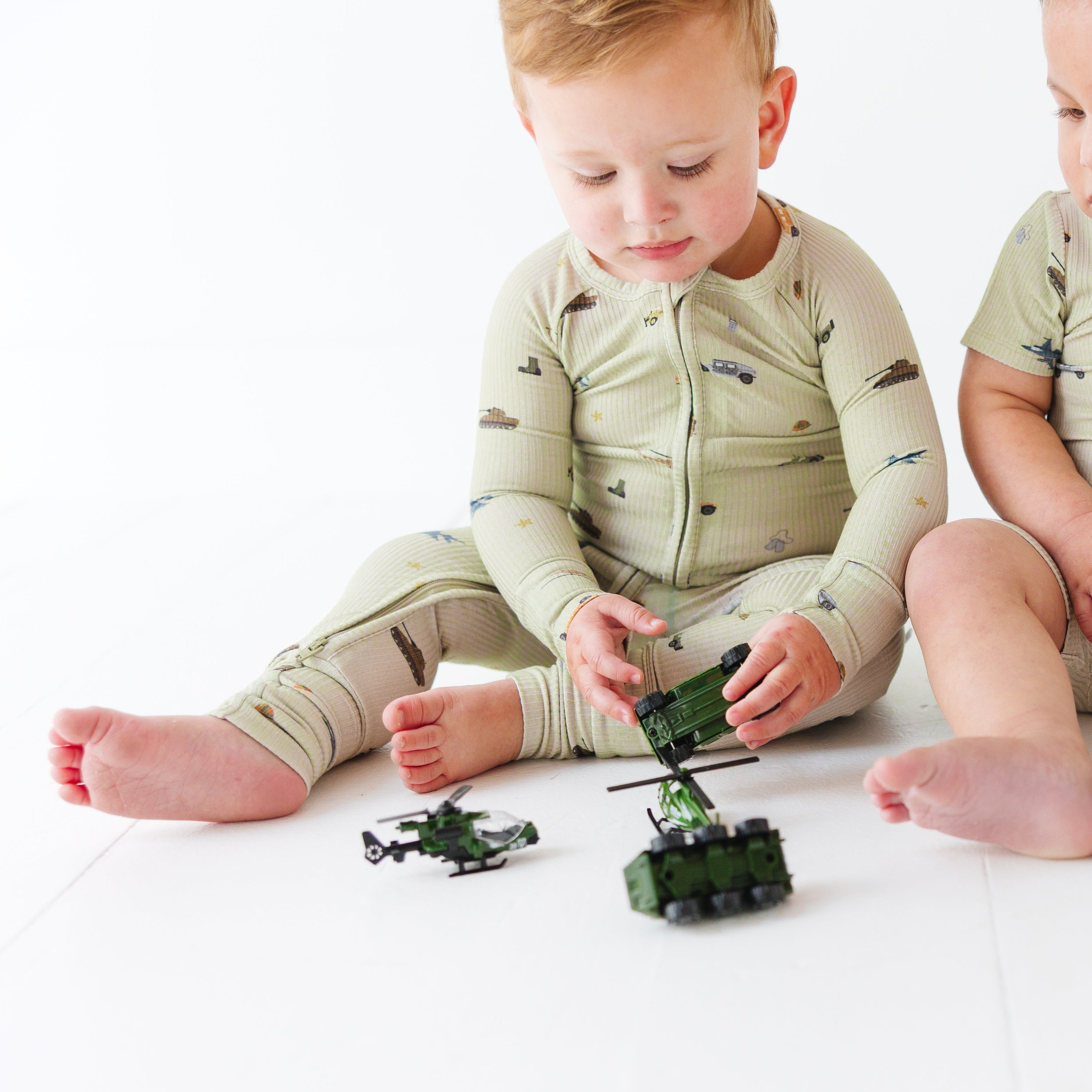 Military Small Ribbed Zip Romper