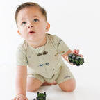 Military Small Ribbed Summer Zip Romper