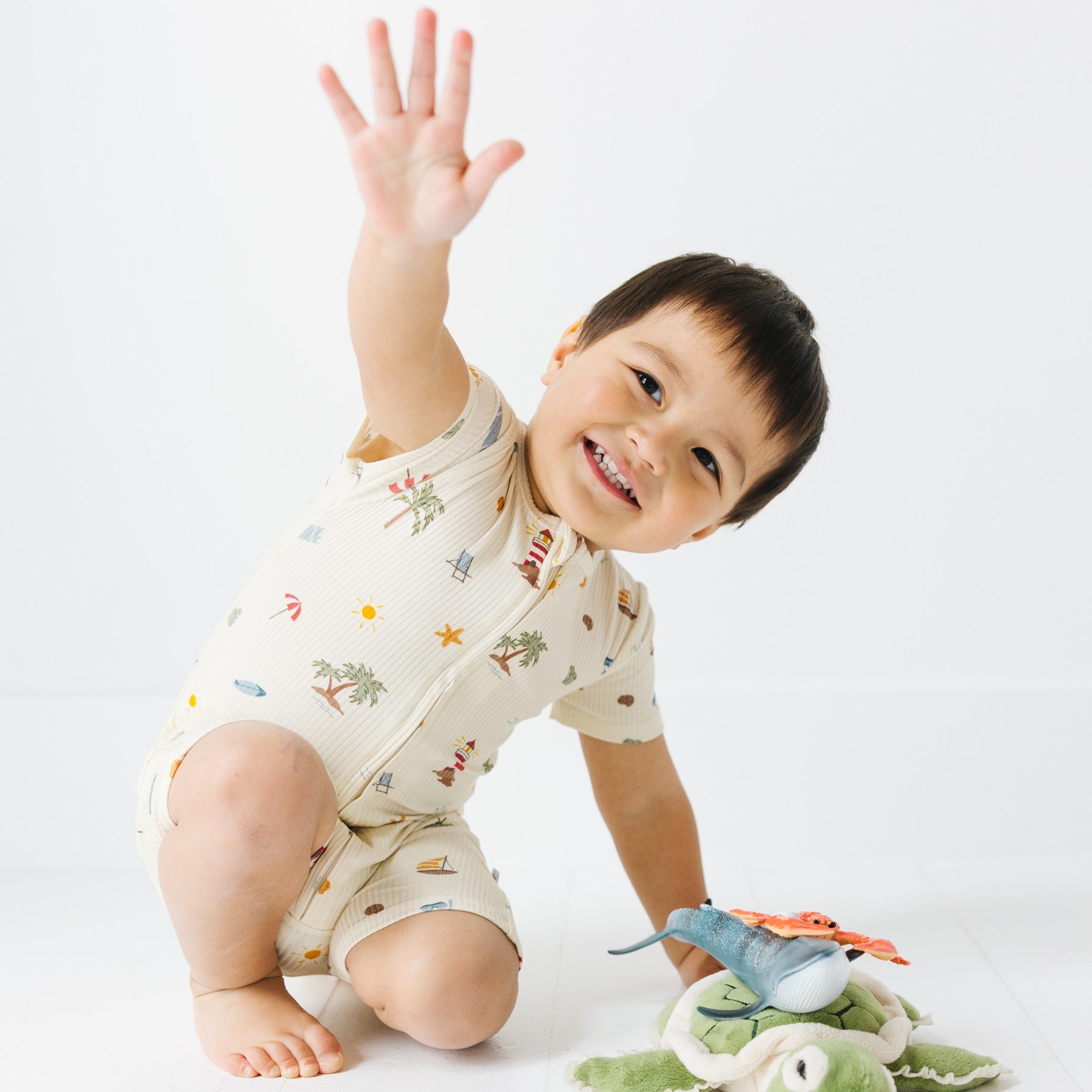 Beach Days Small Ribbed Summer Zip Romper