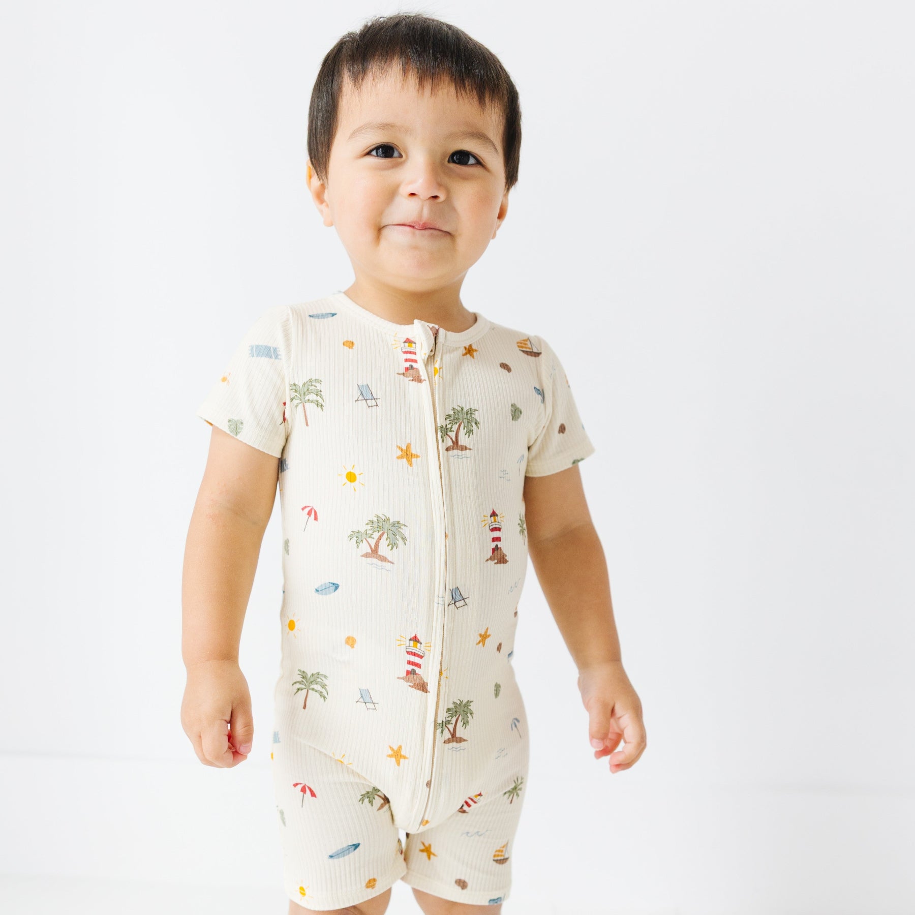 Beach Days Small Ribbed Summer Zip Romper