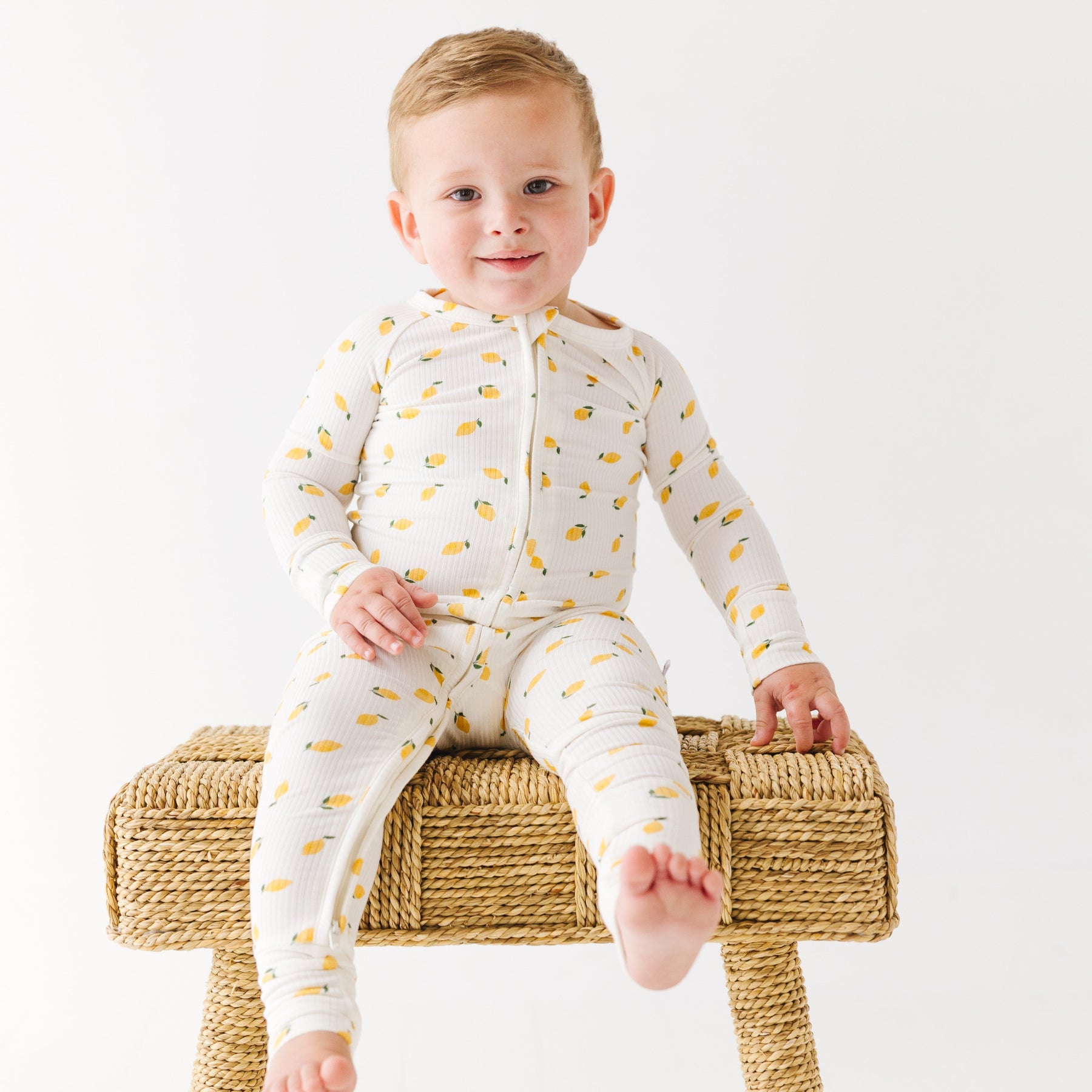Lemons Small Ribbed Zip Romper
