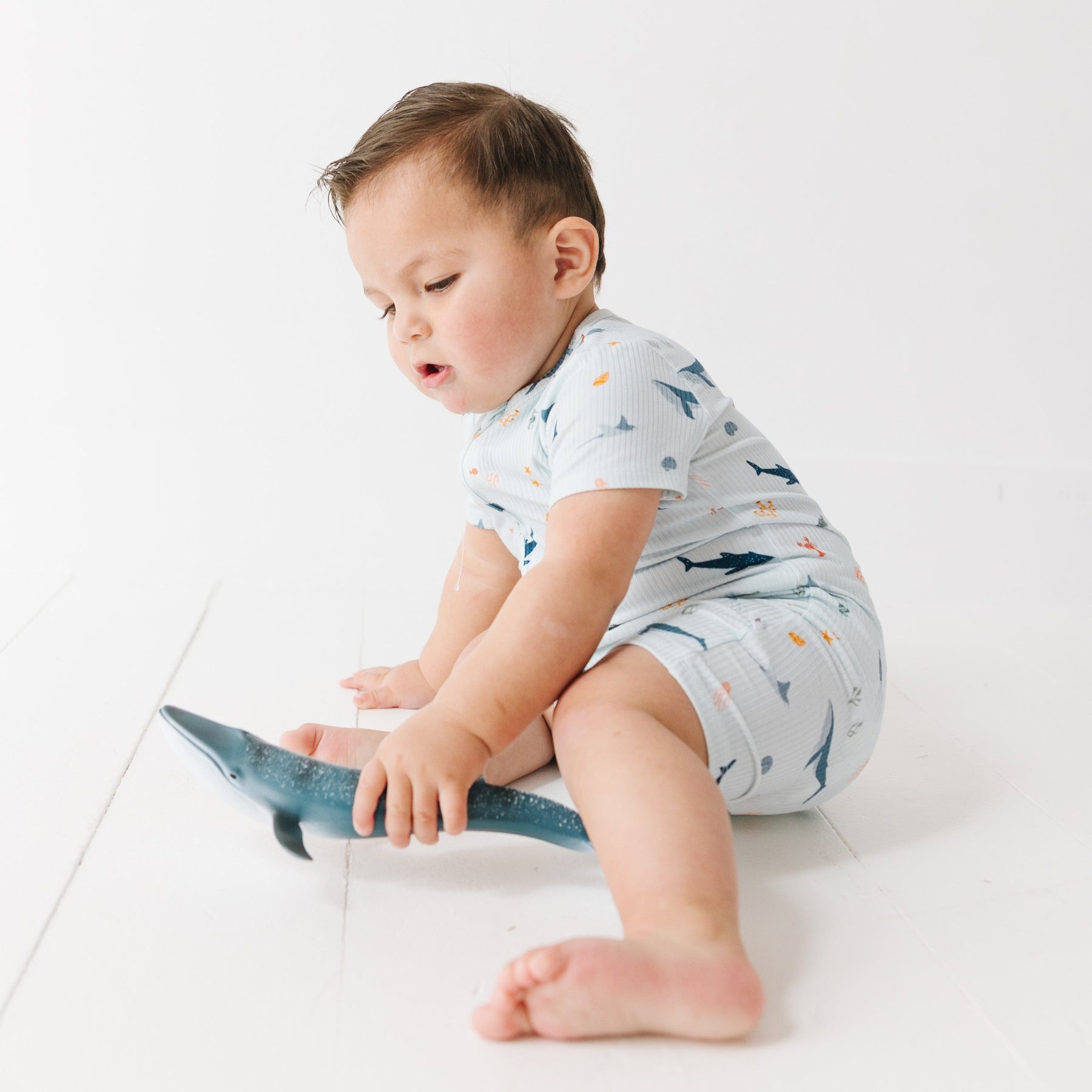 Under The Sea Small Ribbed Summer Zip Romper