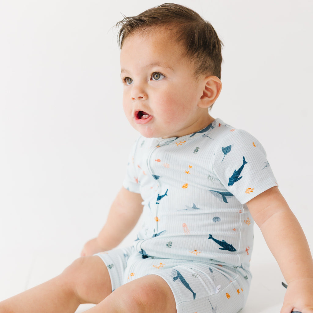 Under The Sea Small Ribbed Summer Zip Romper